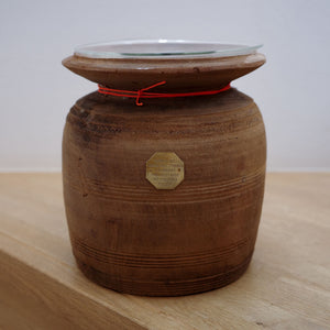 Vintage Wooden Pot W/Glass Cylinder J-0149