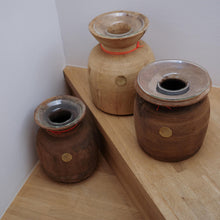 画像をギャラリービューアに読み込む, Vintage Wooden Pot W/Glass Cylinder J-0149

