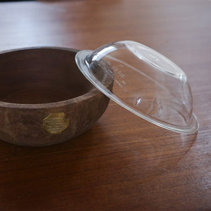 Vintage Wooden Bowl W / Glass