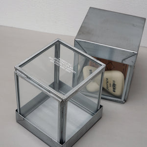 Glass Box w/recycle Steel Lid - Cotton Swab